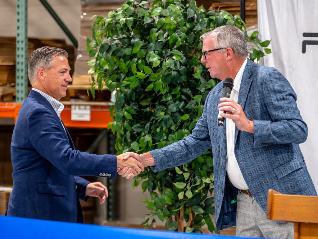 Senator Jim Banks shaking Fred Merritt's hand